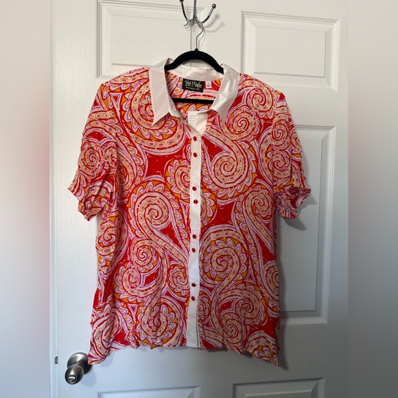 Bob Mackie Tops - Bob Mackie Wearable Art NWT Vintage Camp Shirt 100% Silk- 2X